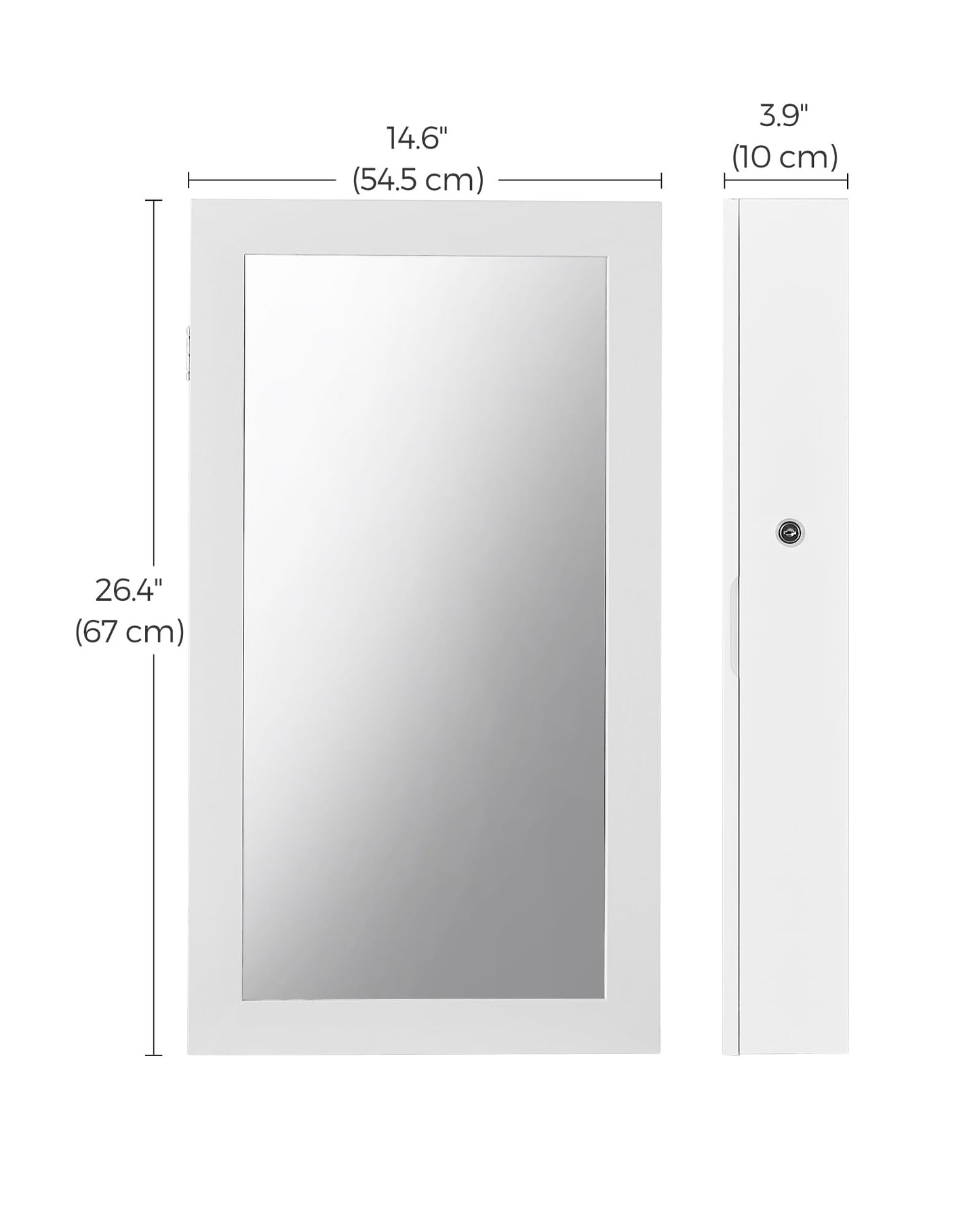 SONGMICS Lockable Jewelry Cabinet Armoire with Mirror, Wall-Mounted Space Saving Jewelry Storage Organizer, White UJJC51WT