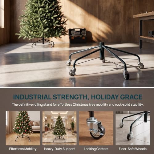 Christmas Tree Caster Stand, Metal 18.6 X 7.8 Locking Brake
