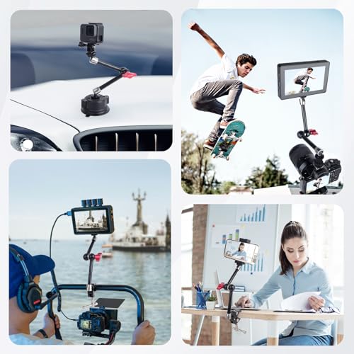 11" Pro Cold Shoe Magic Arm, Extra-Long Adjustable Friction Arm with 1/4" Screw for Teleprompter, Ring Light, Camera Rig – Live Stream Filmaking-87003 - size: 11" Magic Arm