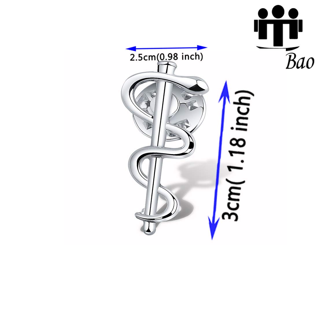Zuo Bao Medical Jewelry Wand Brooch Label Pin Emblem Pin Medicine Snake Caduceus Nursing Gift for Doctor Nurse Therapeutist (Brooch)