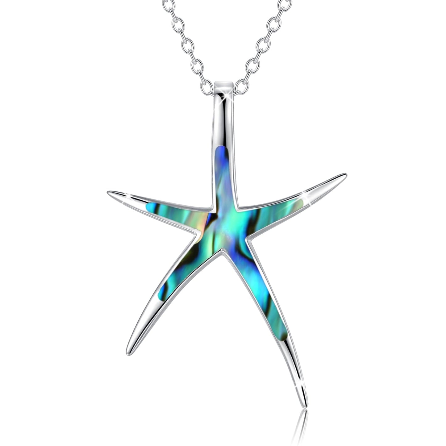 Cuoka Abalone Starfish necklace 925 Sterling Silver Ocean Sea Beach Necklaces Jewelry for Women