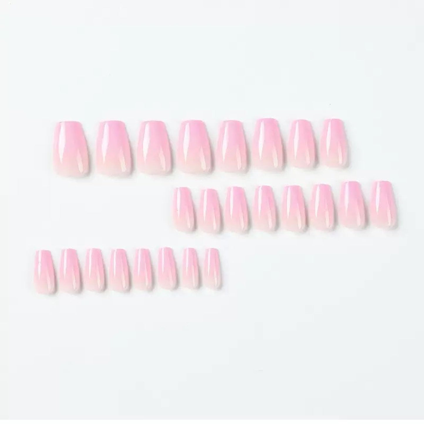 Short Press on Nails Coffin Fake Nails with Gardient Designs Pink Nails Press ons Glossy Glue on Nails Full Cover Acrylic Nails Cute False Nails Artificial Stick on Nails for Women 24Pcs