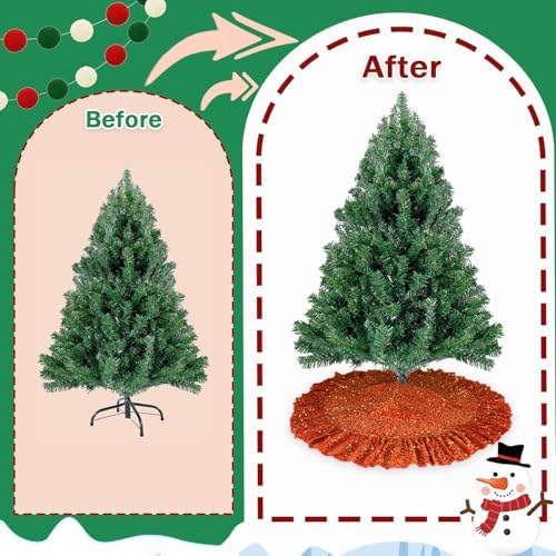 Fall Tree Skirt 45 Inch Orange Christmas Tree Skirt Ruffle