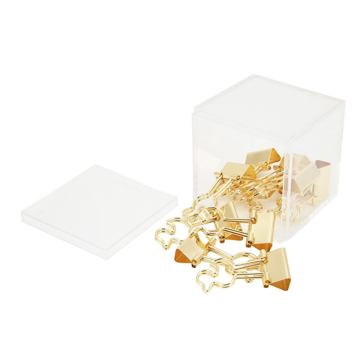 Mini Binder Clips, 20PCS Gold Binder Paper Clips Small Decorative Binder Clips Duck Shaped Binderclips with Storage Box for Planner, Office Desk Supplies
