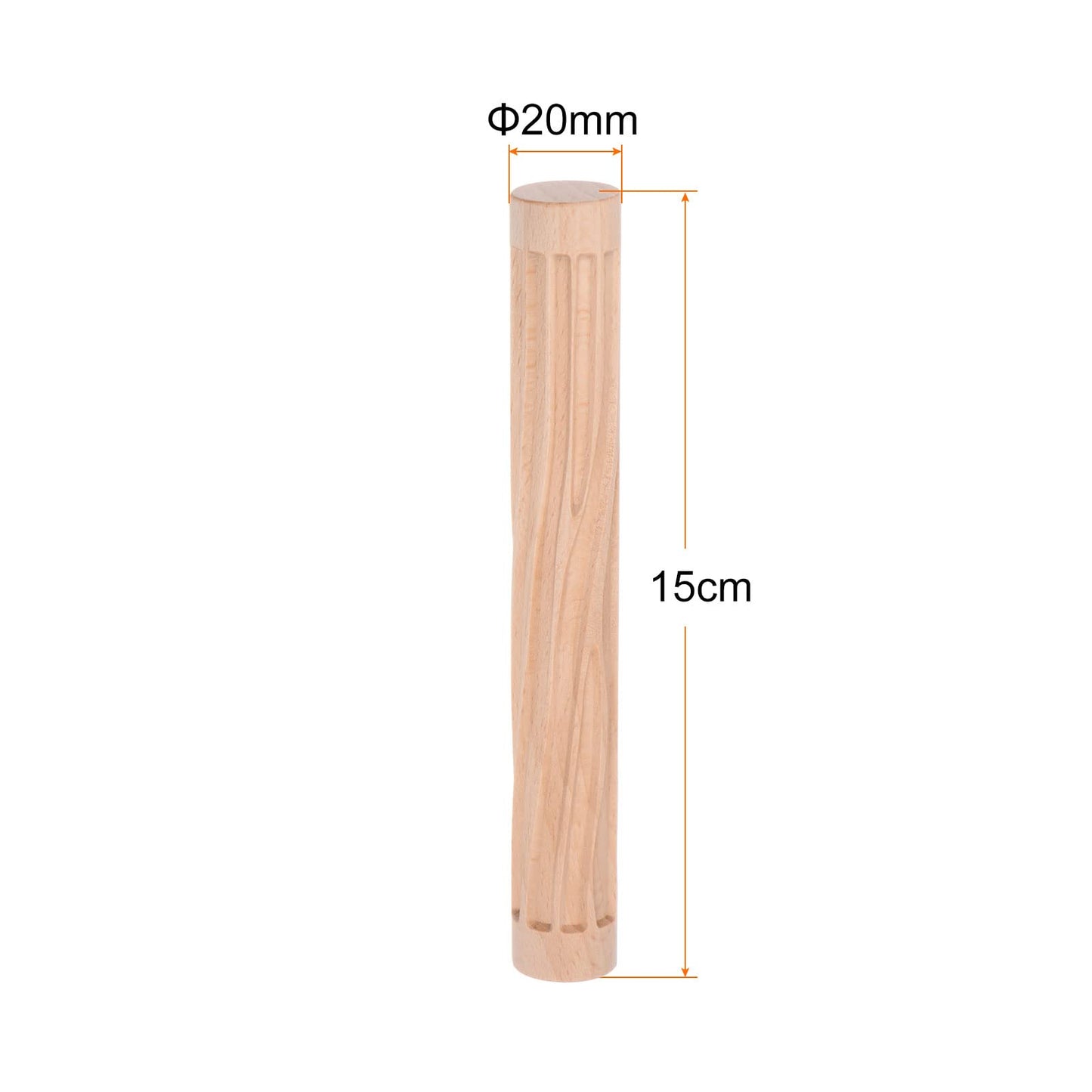 HARFINGTON Wood Clay Roller - 6 Inch Beech Hand Roller With Grain Pattern for Modeling, Pottery, Baking, DIY - Wooden Texture Tool