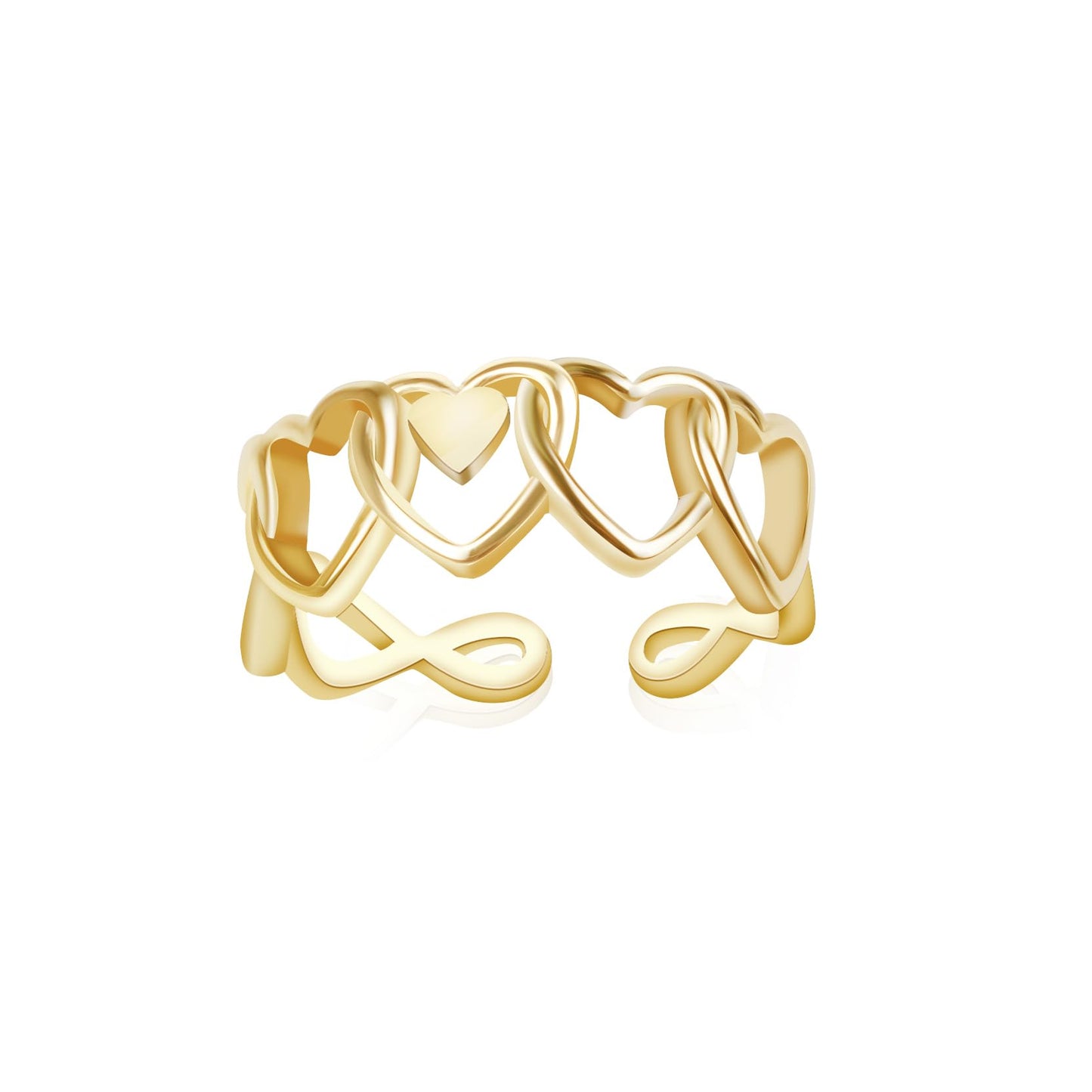 JONAYUOV Adjustable 18k Gold Plated Heart Ring Cubic Zirconia Simulated Diamond Ring for Women (Gold A)