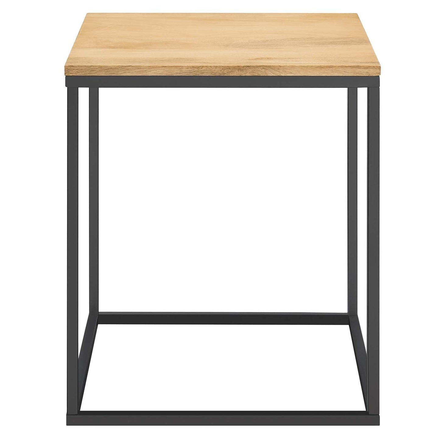 Modway Zora Modern Wood Metal Square Side Table in Oak - Industrial Rustic End Table with Metal Base - Small Square Accent Table or Bedside Table - Plant Stand Indoor