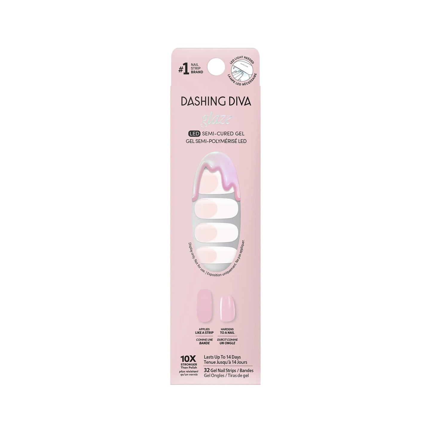 Dashing Diva Glaze Effects Nail Strip Set - Pearly Whites - Long Lasting, Chip Resistant, Semi-Cured Gel Nails - 4-Piece Manicure Set with 32 Strips