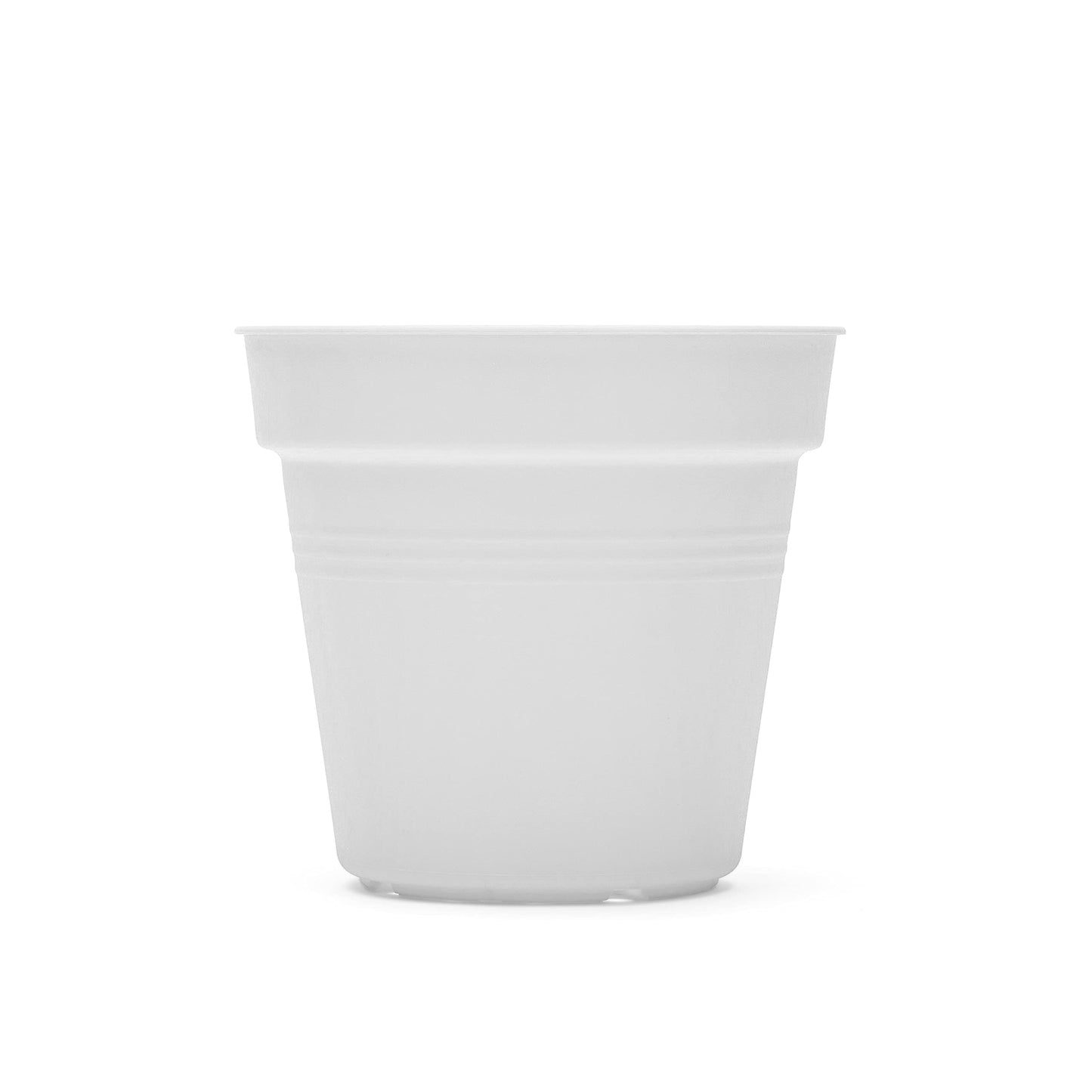 Mintra Garden Pots, 4 Pack Bulk Plastic Plant Pots with Drainage Tray, Round Indoor & Outdoor Decorative Planters with Drain Holes for Flowers, Herbs & Plants, 19cm Diameter – White, 7.5 in
