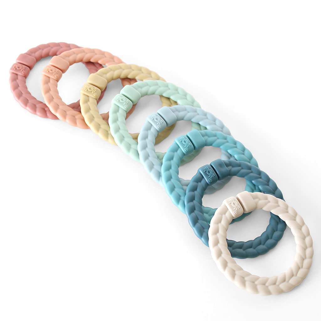 Itzy Ritzy Linking Ring Set – Set of 8 Braided, Rainbow-Colored Versatile Linking Rings – Attach to Baby's Car Seat, Stroller & Activity Gym to Keep Toys Nearby – Rainbow