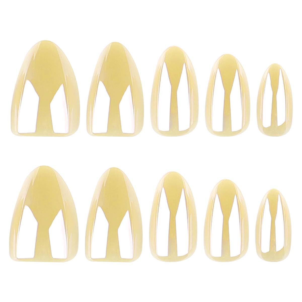 Yellow Chrome Press on Nails Short Almond Fake Nails Spring Summer Nails Press ons with Design,Reusable & Easy Apply Full Cover Stick on Nails for Women Manicure 24Pcs