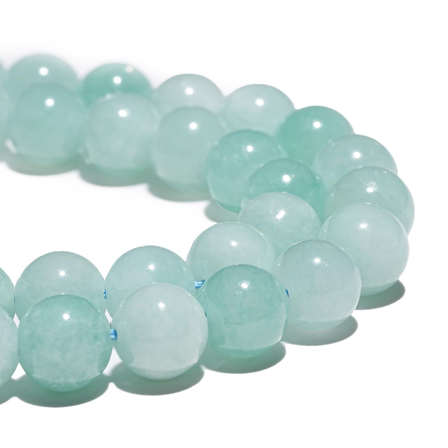 10mm Natural Cyan Angelite Gemstone Beads Polished Round Smooth Stone Beads for Bracelets Jewelry Making 15inch Loose Beads