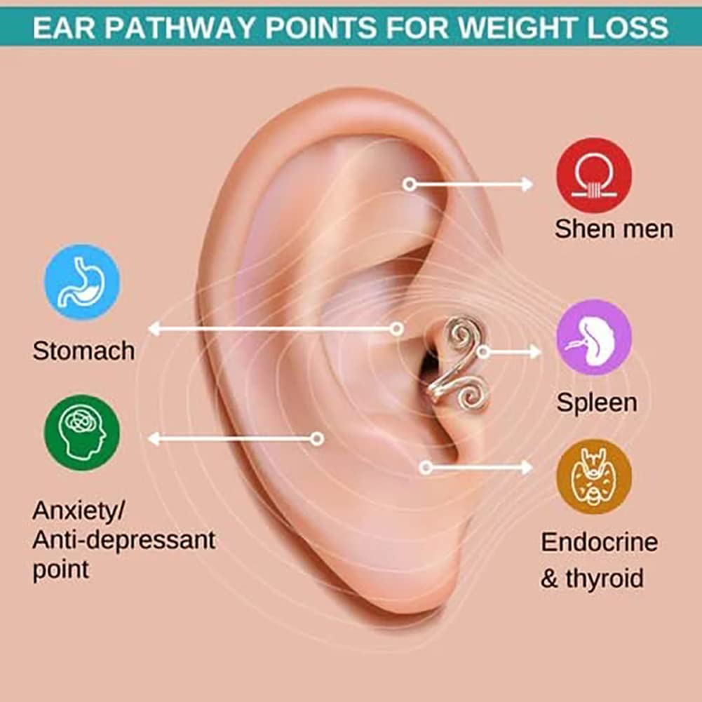 Acupressure Slimming Earrings,3 Pair Ear Ornament,Non Pierced Ears Earrings for Acupressure,for Weight Loss (Black+Gold+Sliver)