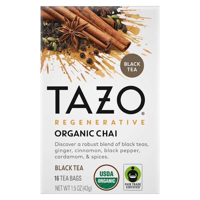 TAZO Tea Bags, Regenerative Organic: Refresh Mint Herbal, Zen Green, Green Ginger, Chai Black, Early Grey, & Passion Herbal (1ea) (Variety Pack)