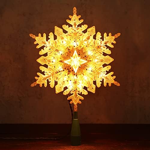 Brizled Lighted Tree Topper with Light, 9.25?€??€? Snowflake Christmas Tree Top