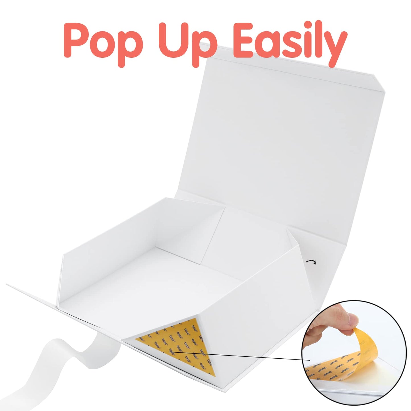 HAPPY POTATO 5 Large Gift Boxes with Lids and Ribbon 13.5x9x4.1 Inches, Bridesmaid Proposal Boxes, Magnetic White Gift Boxes for presents (Glossy White, Pack of 5)