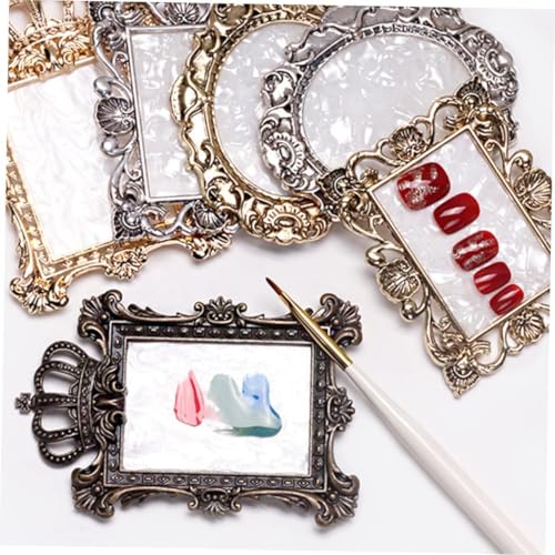 Nail Art Plate, 2 Pcs Nail Mixing Palette Polish Color Mixing Plate Nail Holder Nail Art Display Board, Nail Art Display Tools Photography Props(Sliver) - color: Silver/Two Pieces