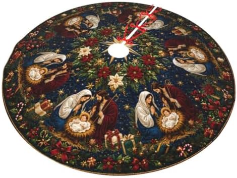 Baby Brith Christmas Tree Skirt Xmas Tree Skirt, Winter Christmas Tree Mat for Home Party Holiday Indoor Outdoor Decorations