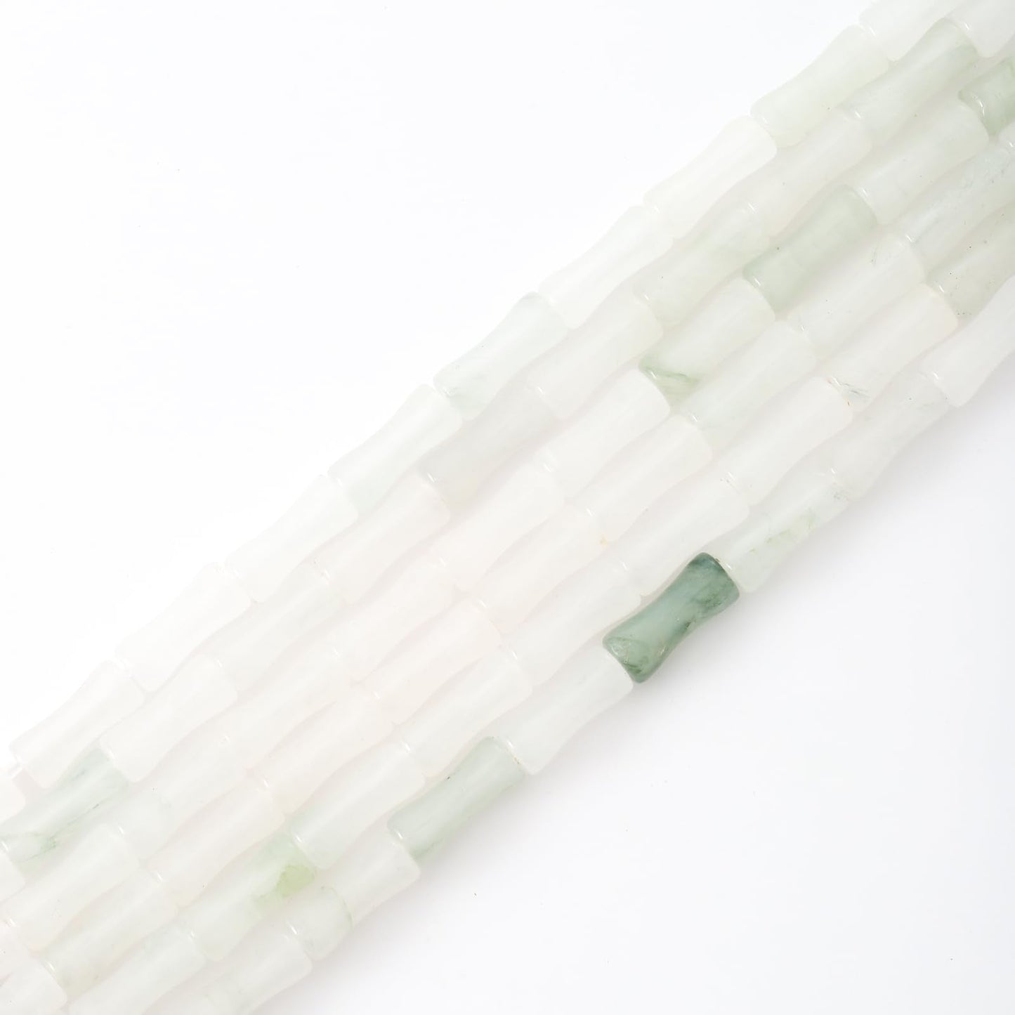5x12mm Natural White Jasper Stone Bamboo Shape Gem Healing Energy Loose Spacer Beads for DIY Necklace Bracelet Earring