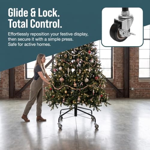 OUNONA Artificial Christmas Tree Stand, Folding Metal Base, Green