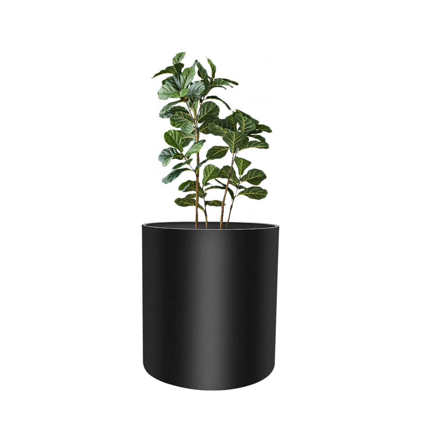 fuxuiwy Flower Pot Large Indoor Cylindrical Plastic Planter with Drain Hole and Stopper (Black, 10 Inch)