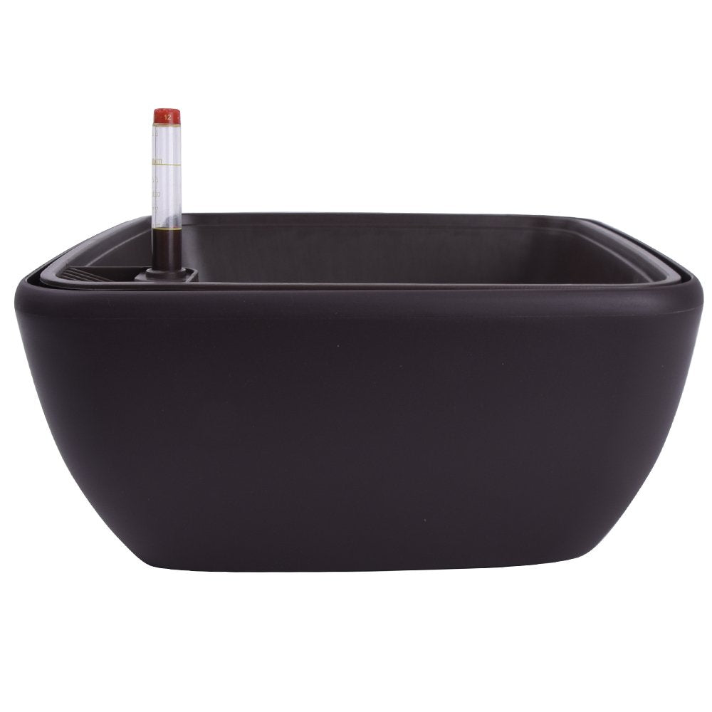 Vencer 10.8 Inch Plastic Square Self Watering Planter,Water Indicator,Modern Decorative Planter Pot for All House Plants Flowers,Herbs,Vegetables,Tropical,Coffee,VF-049C