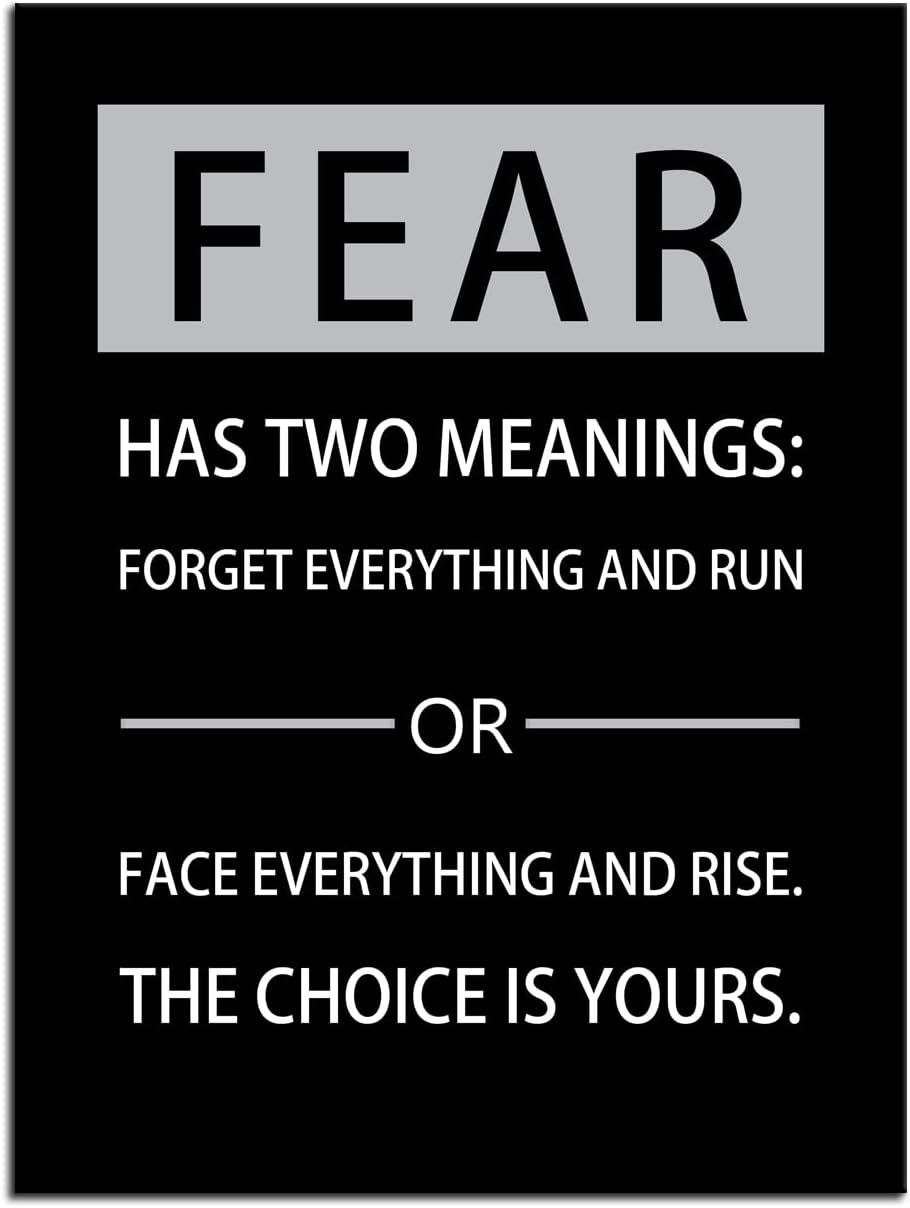 Inspirational Canvas Wall Art Fear Has Two Meanings Printed Pictures Motivational Entrepreneur Quotes Pictures Posters Home Decor Painting Frame for Living Room Office Ready to Hang [18''W x 24''H]
