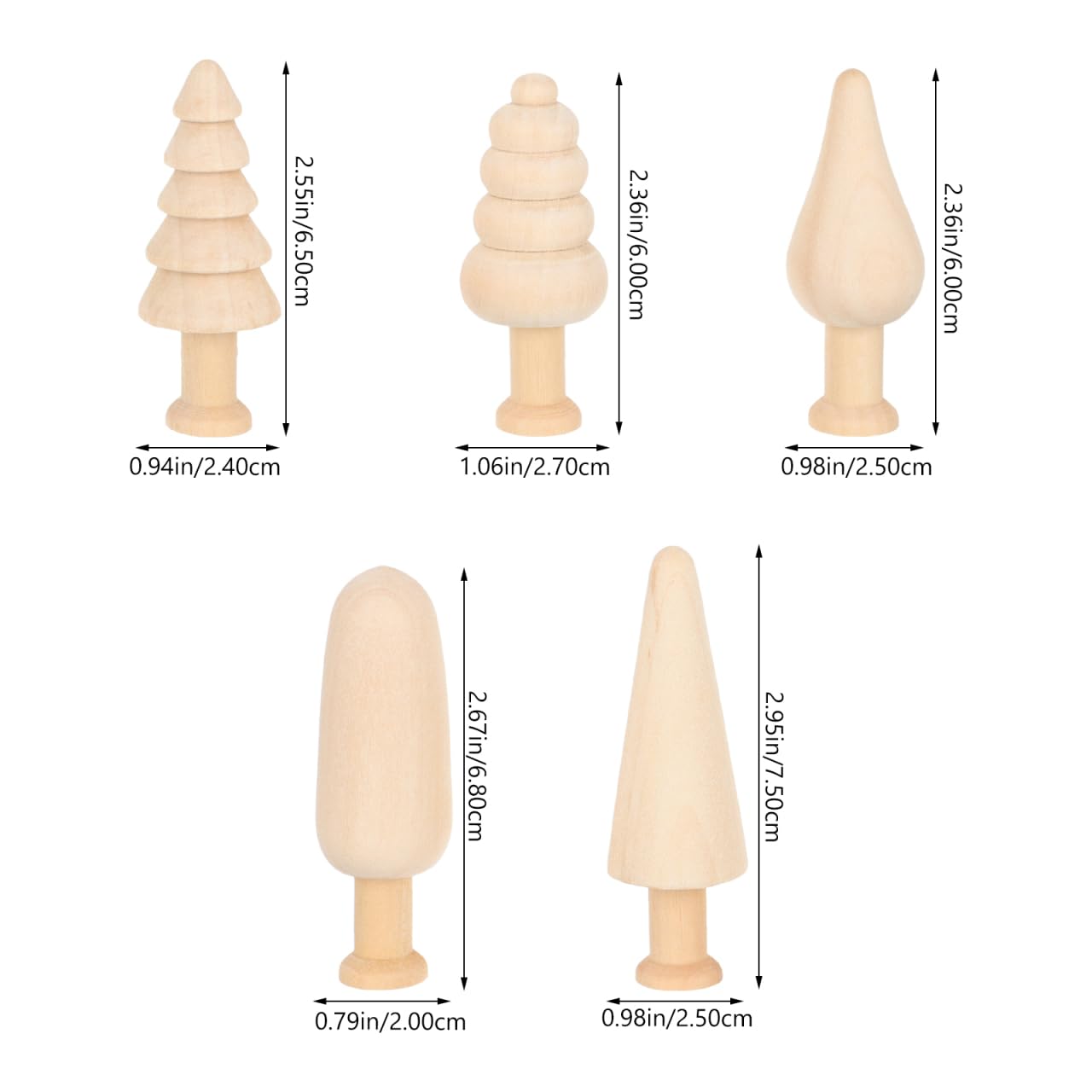 10Pcs Unfinished Wooden Trees Blank Wooden Peg Dolls DIY Natural Wood Xmas Tree Graffiti for Arts and Crafts Unfinished Mini Trees