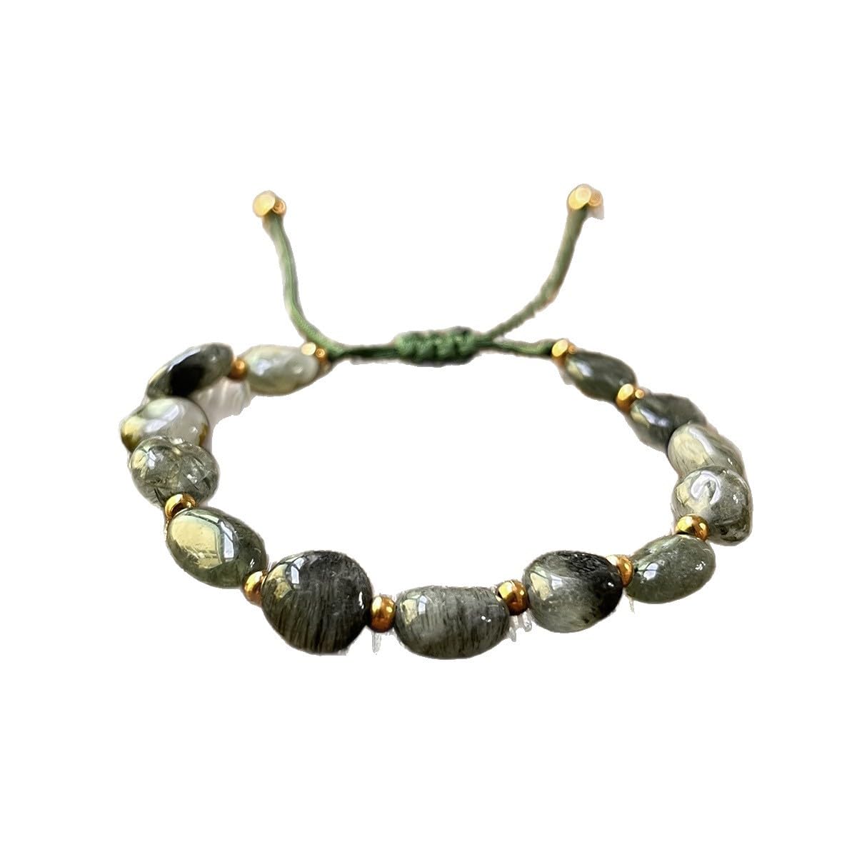 MQCEHTI Nature Stone Bracelet for Women, Handmade Irregular String Boho Beaded Chakra Jasper Healing Western Jewelry (Green)