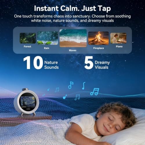 MOMILLA Alarm Clock for Heavy Sleepers Adults, Colorful Screen Temperature, Loud 7-Day Programmable 4 Alarms, Kids Alarm Clocks for Bedrooms Boys Girls, Easy to Set, Digital White Noise, Hourly Chime
