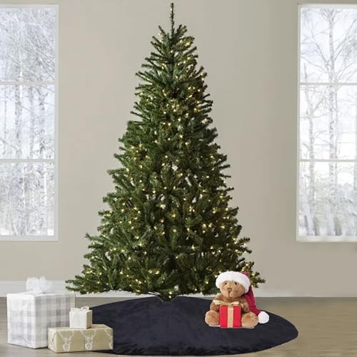Christmas Tree Skirt 56 inch, Black Plush Christmas Tree Skirt, for Family Christmas Decoration, Christmas Party Decoration(Black???Large)