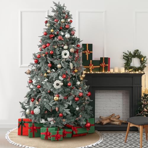 Syhood 30 Inch Christmas Tree Skirt Fall Linen Burlap Tree Skirt, Khaki