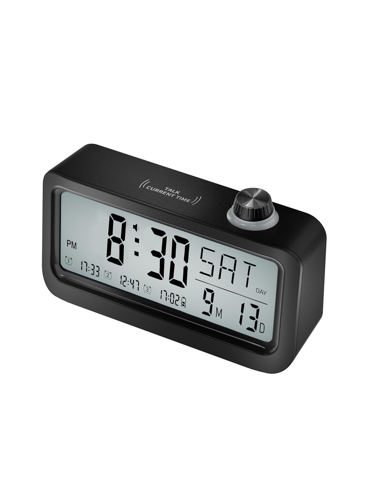 Bovintex Medication Pill Reminder, Rechargeable Talking Alarm Clock with 3 Custom Voice Recording Alarms, Touch-to-Talk, a Digital Alarm Clocks Gift for Mom/Dad/Seniors/Elderly(Black)
