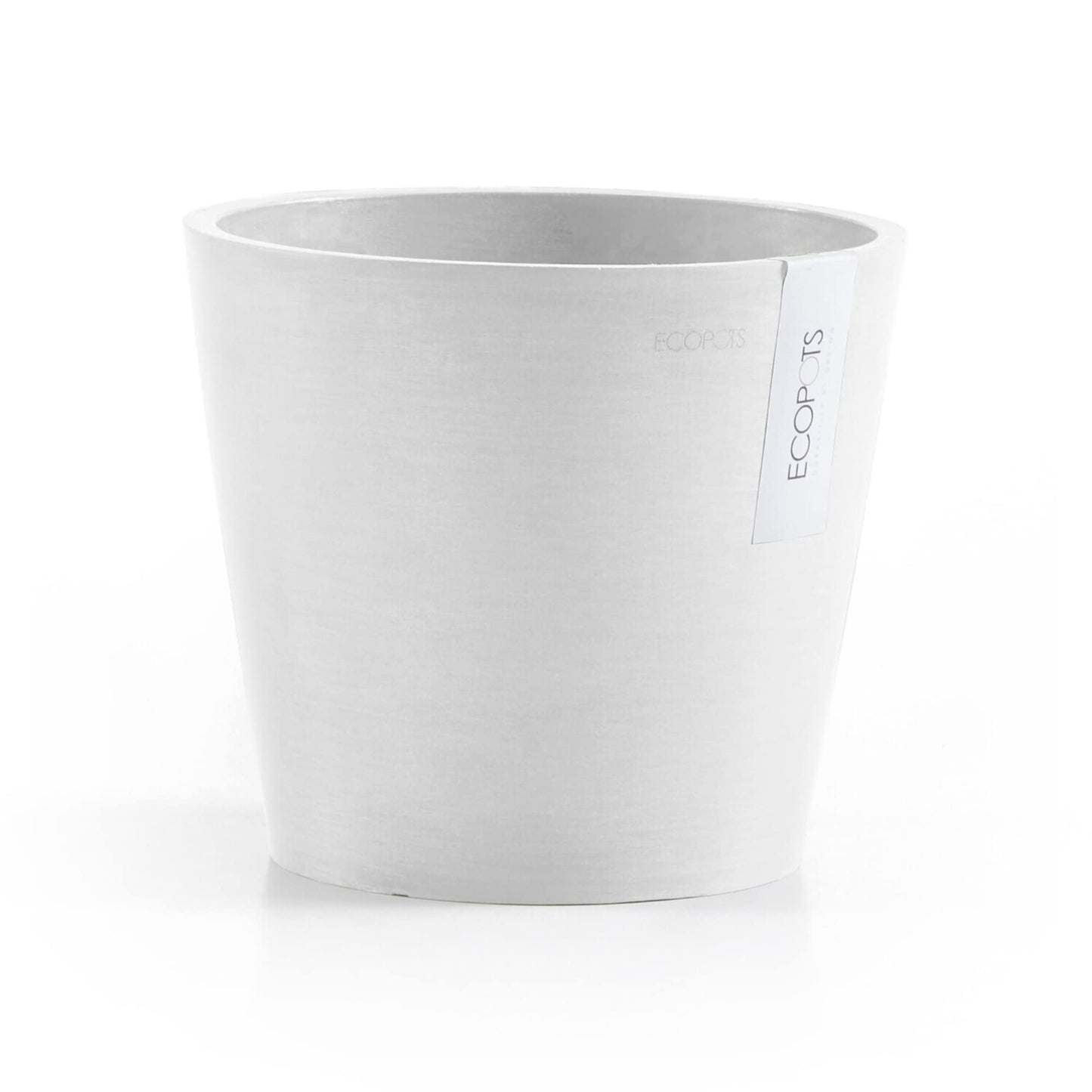 Ecopots Amsterdam Durable Modern Round Indoor/Outdoor Recycled-Based Composite Flower Pot Planter, Pure White, 8"