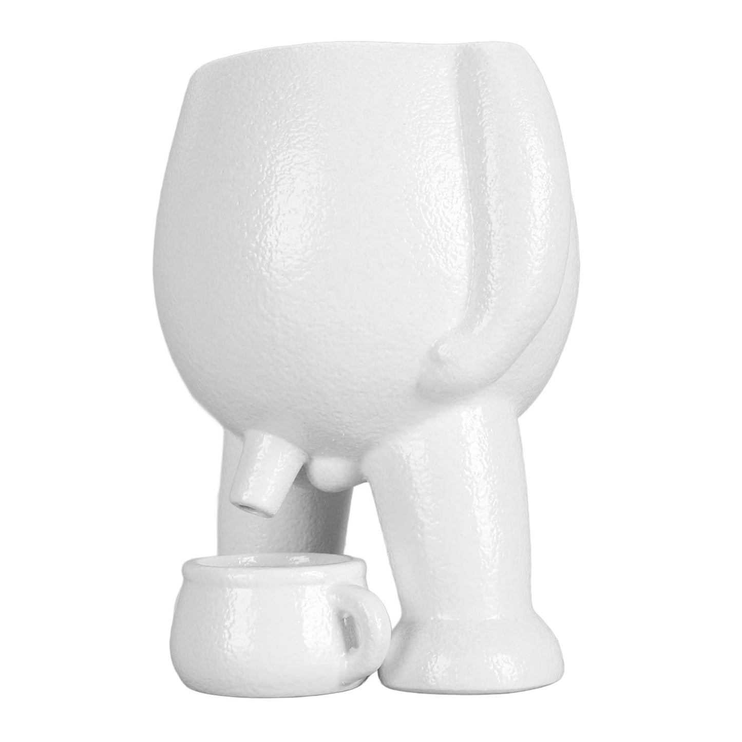 RIZGHWOY Human Figure Shaped Ceramic Flower Planter, Decorative Desktop Plant Pot, White