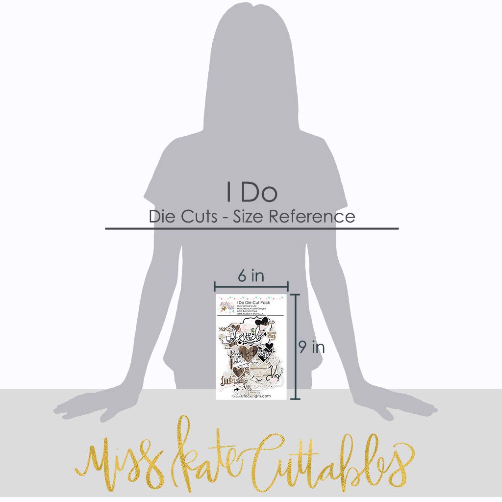 Paper Die Cuts - I Do - for Wedding - Over 60 Cardstock Scrapbook Die Cuts - by Miss Kate Cuttables