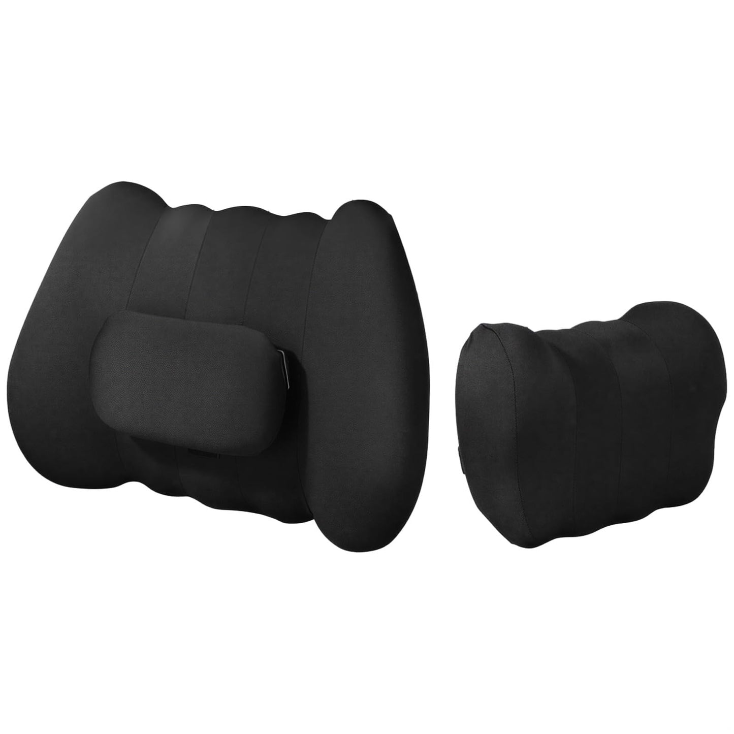 Vestamore Electric Vibration Car Lumbar Support And Headrest, Ergonomic Memory Foam, Neck Pillow With C Shape & Waist Embrace, Simulate Hand Massage, Classic Black, Boxed Gift With Card