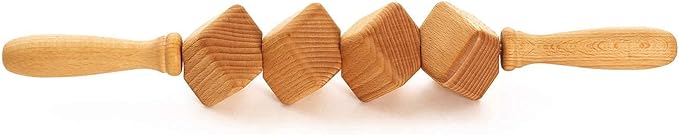 Massage Roller Stick - 15 inch Lymphatic Drainage Dice Wooden Massager Rollers for Body Sculpting, Muscle Shaping, Celulite Remover - Wood Therapy Massage Tools for Manual Maderotherapy