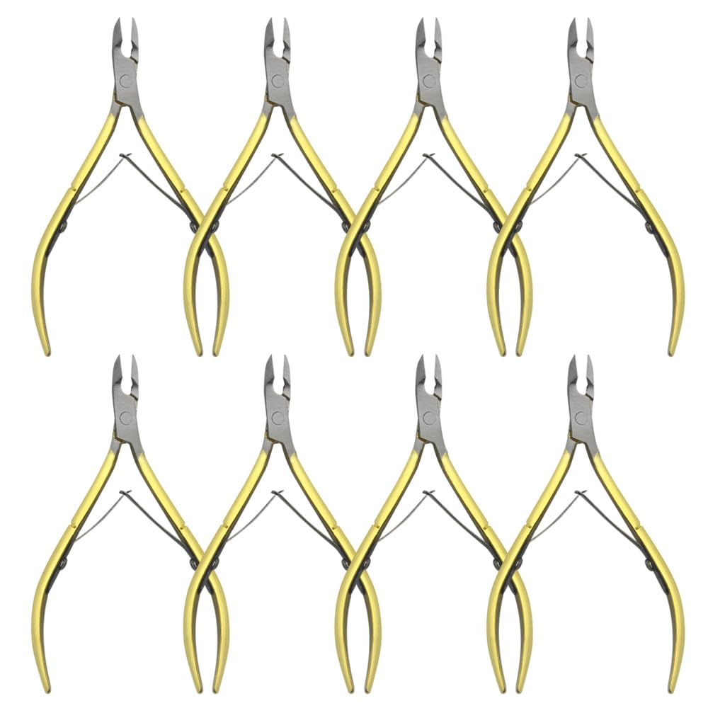 XINMEIWEN 8Pieces Cuticle Trimmer Cuticle Nipper Cuticle Remover Cuticle Cutter Stainless Steel Cuticle Cutter Clipper Nail Tools for Fingernails and Toenails (Gold)