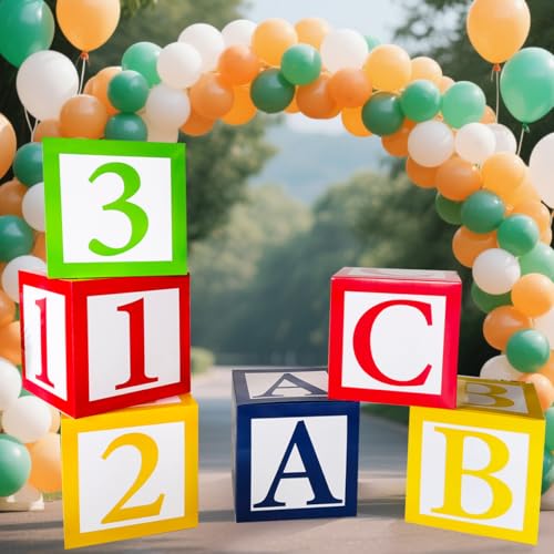 Party Decor Boxes，6 Packs 30cm ABC 123 Letters Paper Boxes Set，Back to School Party Photo Props