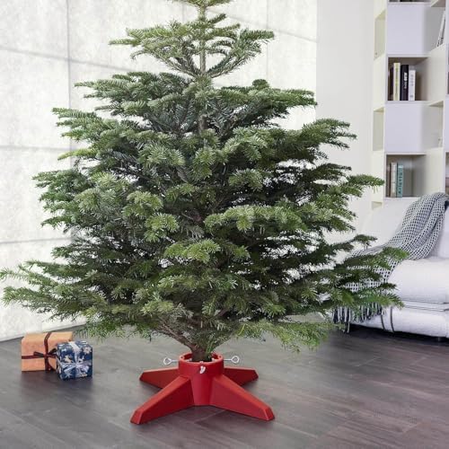 Taylor & Brown Christmas Tree Stand With Reservoir | Real Xmas Tree Stand | Christmas Tree Base With Removable Legs | Xmas Tree Holder For Home & Office | Maximum Tree Size 8ft (Red)