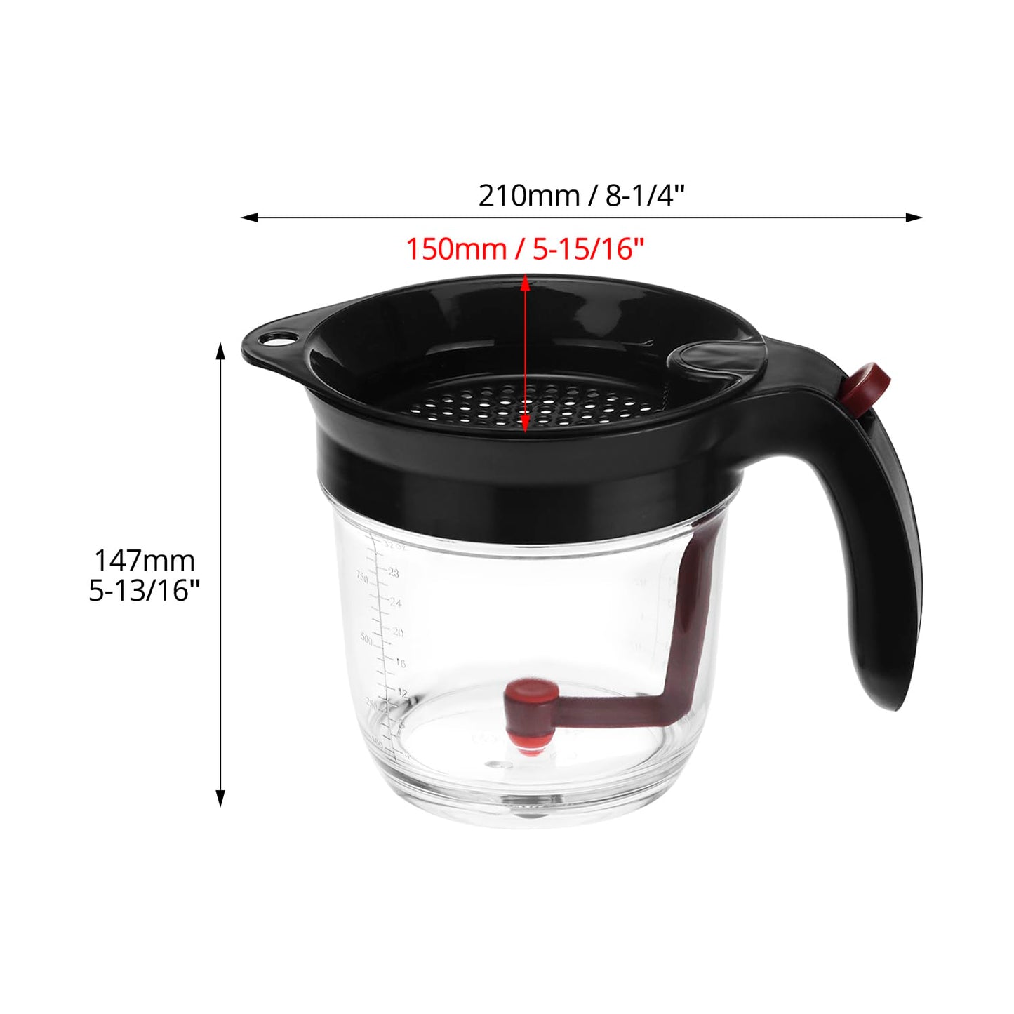 QWORK Fat Separator, 4 Cups / 1000 ml Grease Separator with Bottom Release - Soup Oil Separator Measuring Cup for Cooking