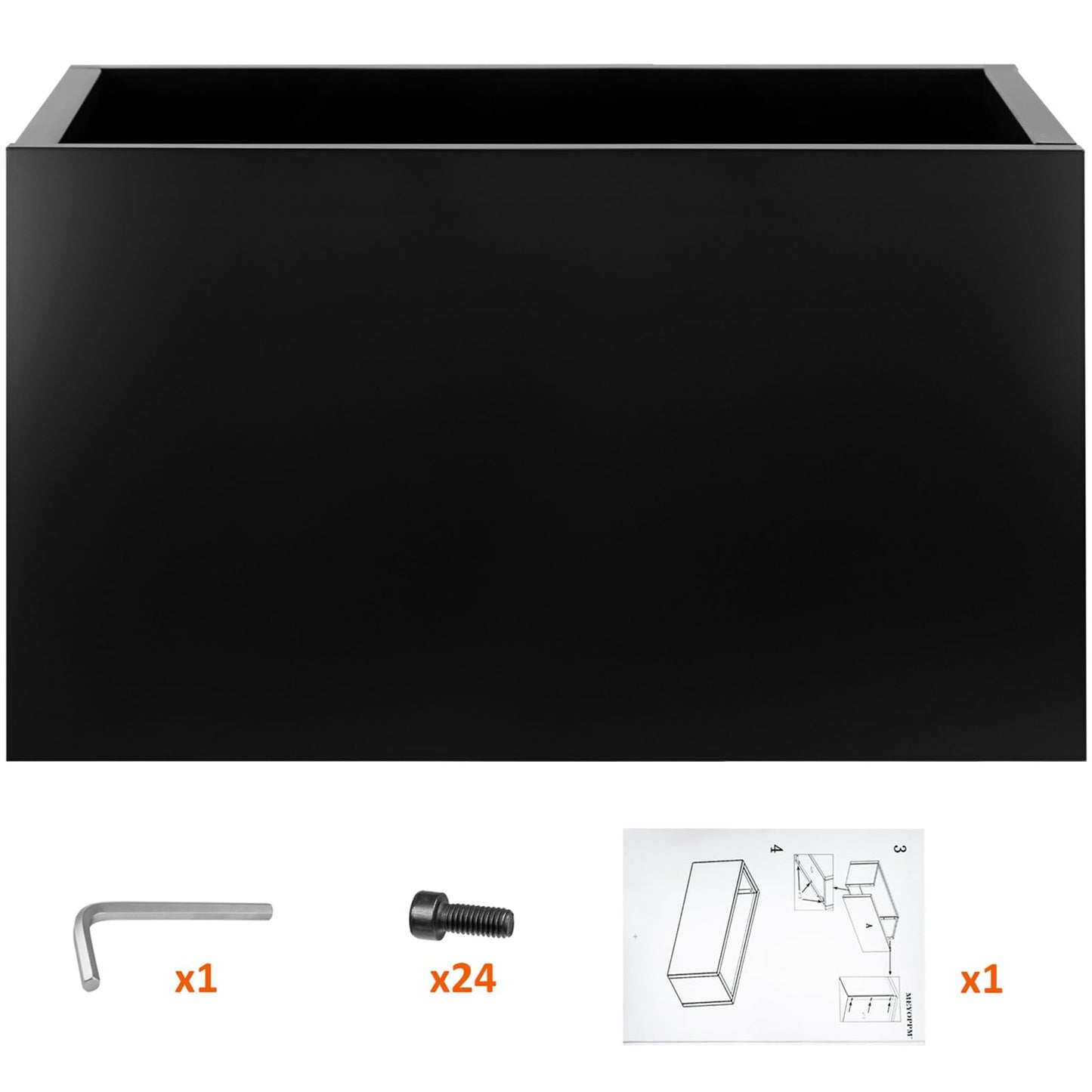 Meyoppm 40"x16"x24" Steel Planter Box, Heavy Duty Galvanized Metal Planter with Drainage Hole, Rust-Resistant Indoor & Outdoor Planter for Patio, Balcony, Garden Black