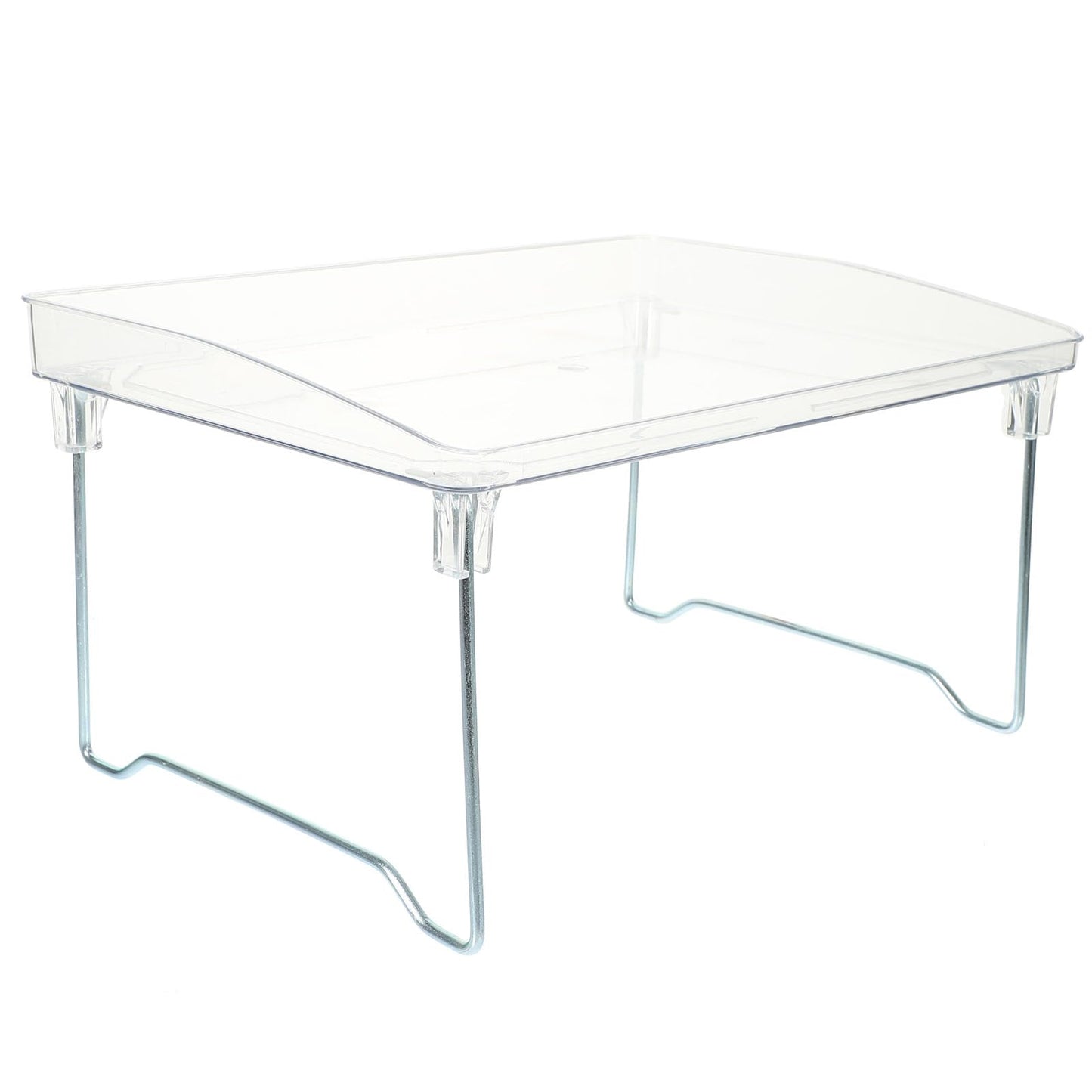 UPKOCH Folding Desktop Storage Rack 11.65X8.26X6.29In Clear Acrylic Countertop Organizer for Kitchen Bathroom Office Multi-Purpose Storage Stand with Raised Edges