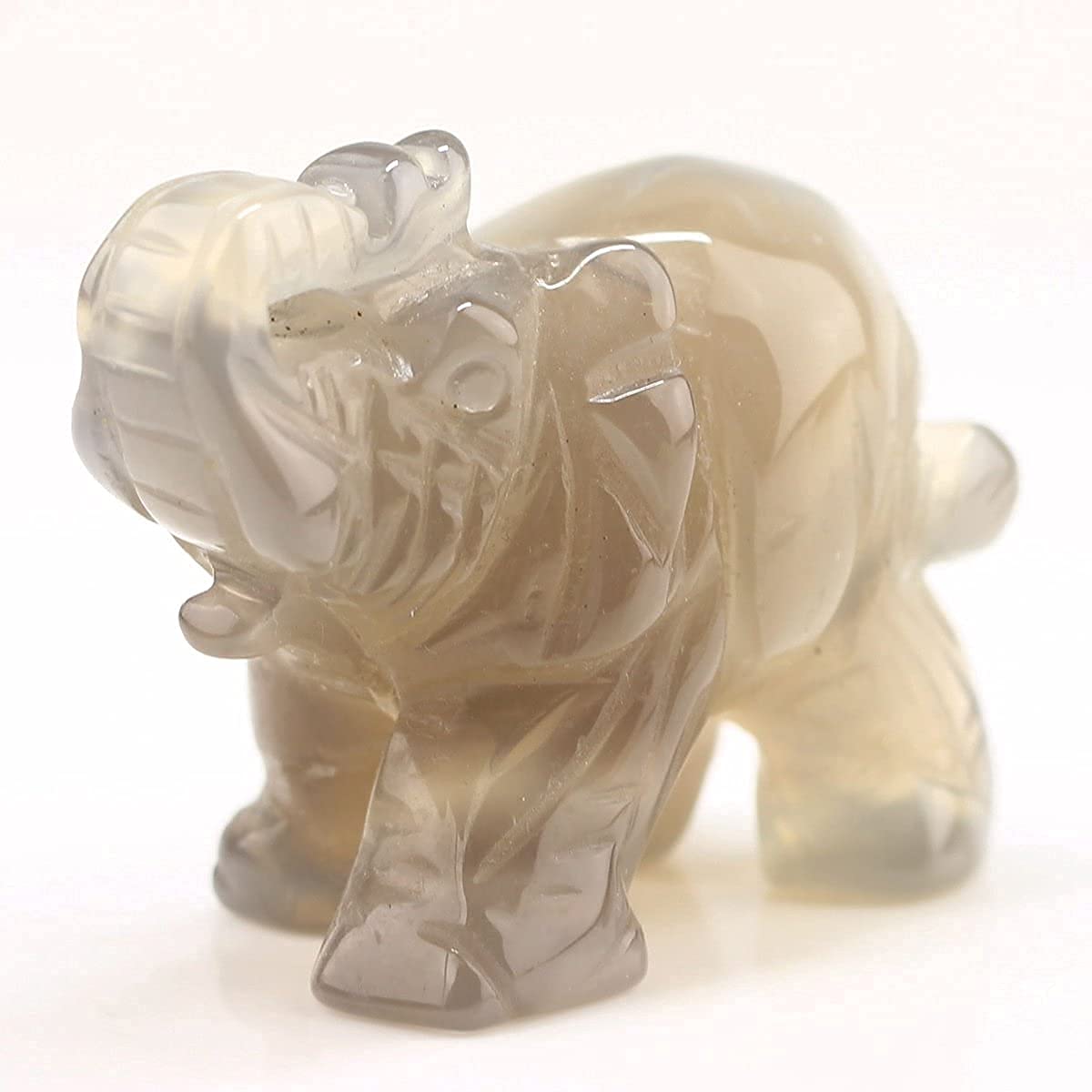 Carved Healing Crystals Gemstones Elephant Statue Figurine Collectible Decor 1.5 inches (Mix 6pcs)