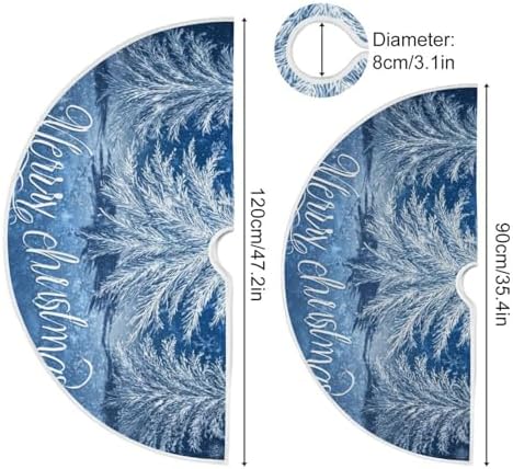Pfrewn Crystal Silver Blue Glittering Snowflakes Tree Christmas Tree Skirt 48" Farmhouse Winter Mini Xmas Tree Skirts Mat for Welcome Holiday Party Supplies Rustic Ornaments Indoor Home Decor