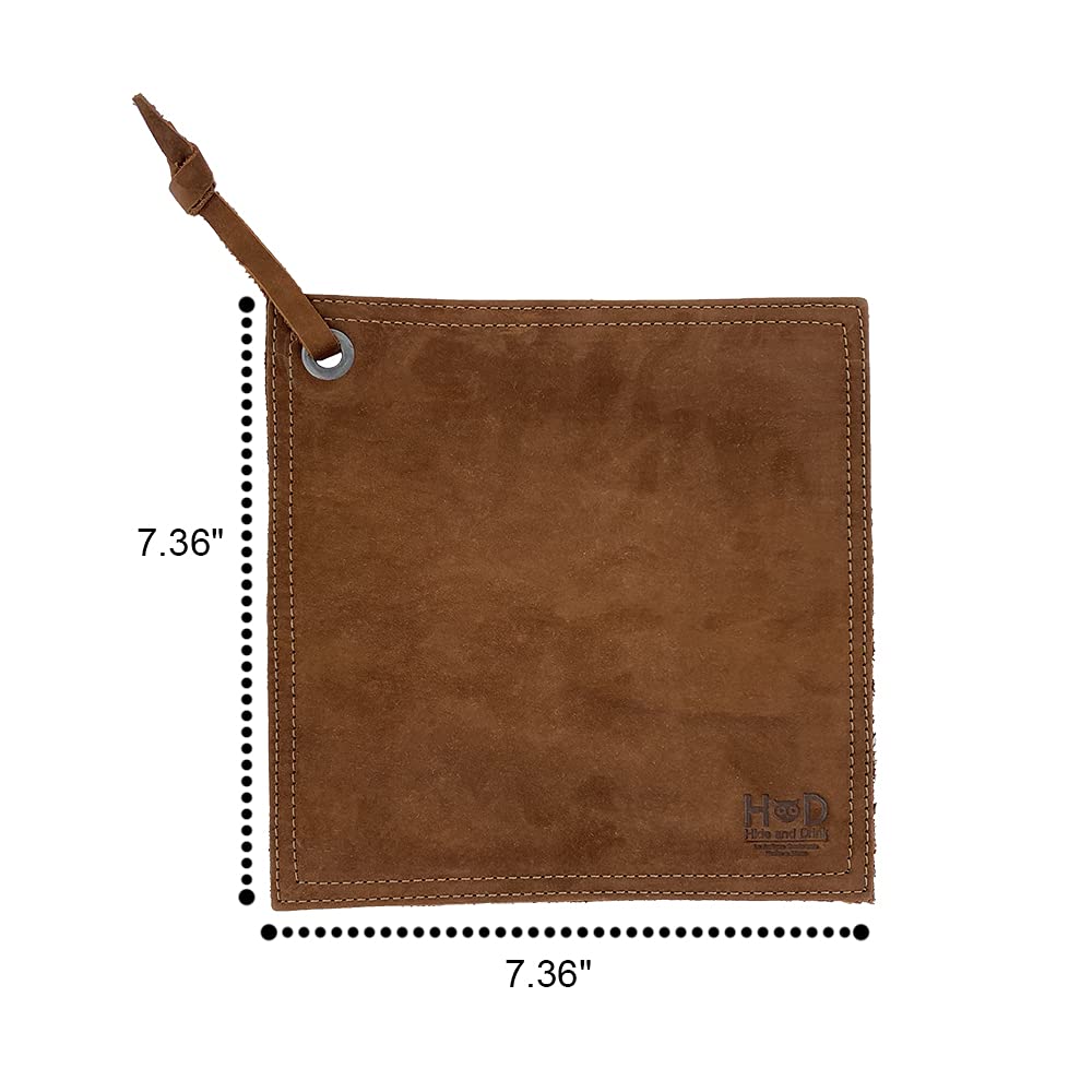 Rustic Leather Hot Pot Pad (Potholder), Double Layered, Double Stitched and Handmade by Hide & Drink (Swayze Suede)