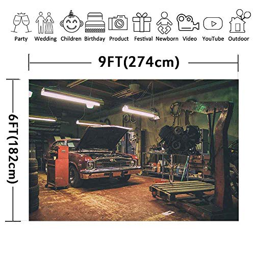 Old Garage Backdrops for Photography, 9x6FT, Car Repair Backgrounds, Themed Party Photo Booth Studio Props LUZZ541 - size: vinyl-9x6ft