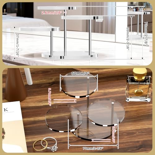 Round Acrylic Display Riser Stands, 3 Tier Jewelry Display Stands for Rings Earrings Mini Figurines 1 Pack(Clear) - color: Clear