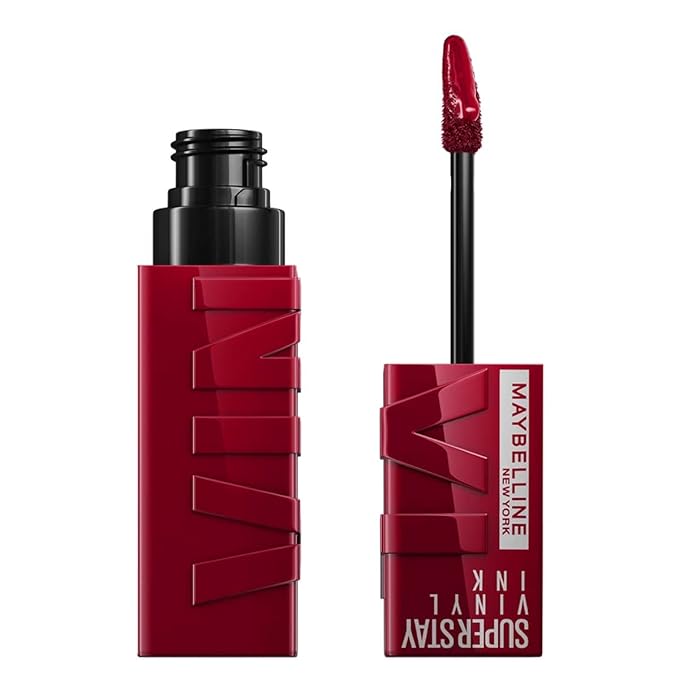 MAYBELLINE Super Stay Vinyl Ink Longwear No-Budge Liquid Lipcolor Makeup Bundle with Royal Deep Wine Red 0.14 fl oz and Fearless Brown 0.14 fl oz Lipsticks